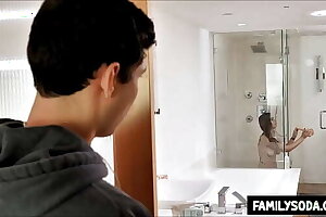 stepBrother perving out on stepsister in the shower