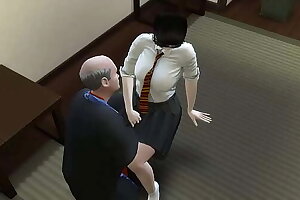 Japanese Step father taking care of his college step daughter