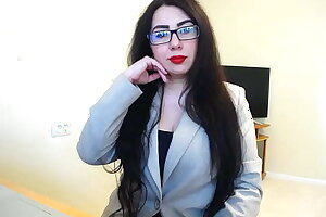 Hot Office Worker Suck Big Dildo and make Tittsjob with Huge Titts!